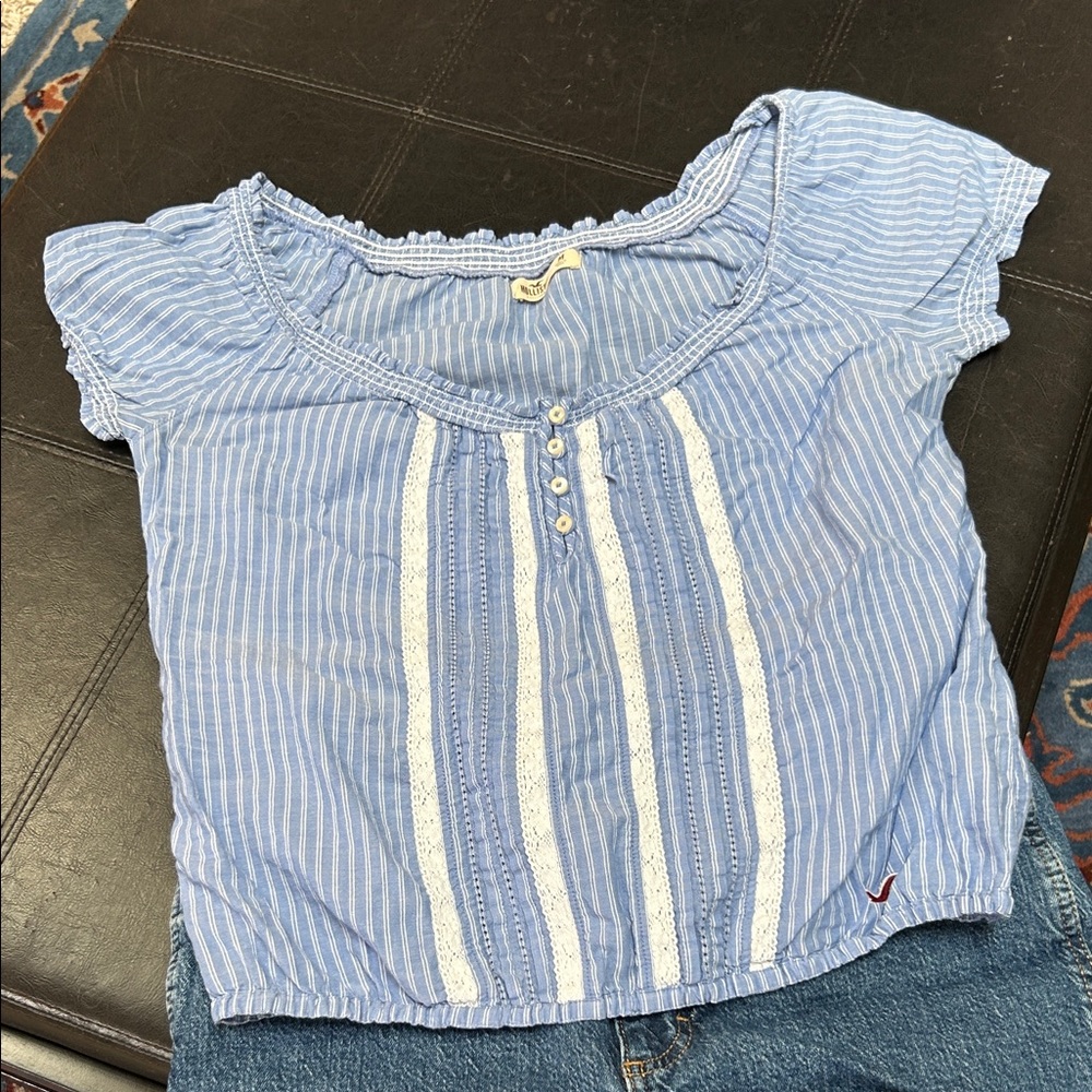 Hollister Light Blue Striped Kids Blouse